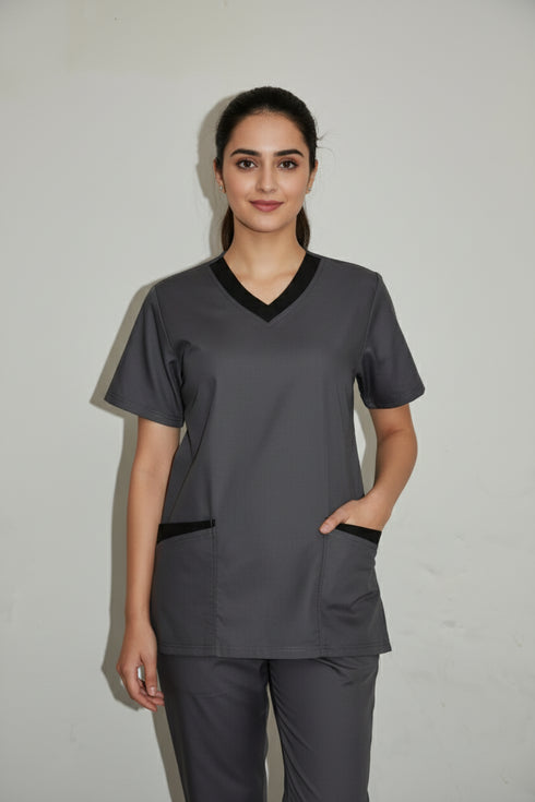 Women's 4-Pocket Rounded V-Neck Scrub